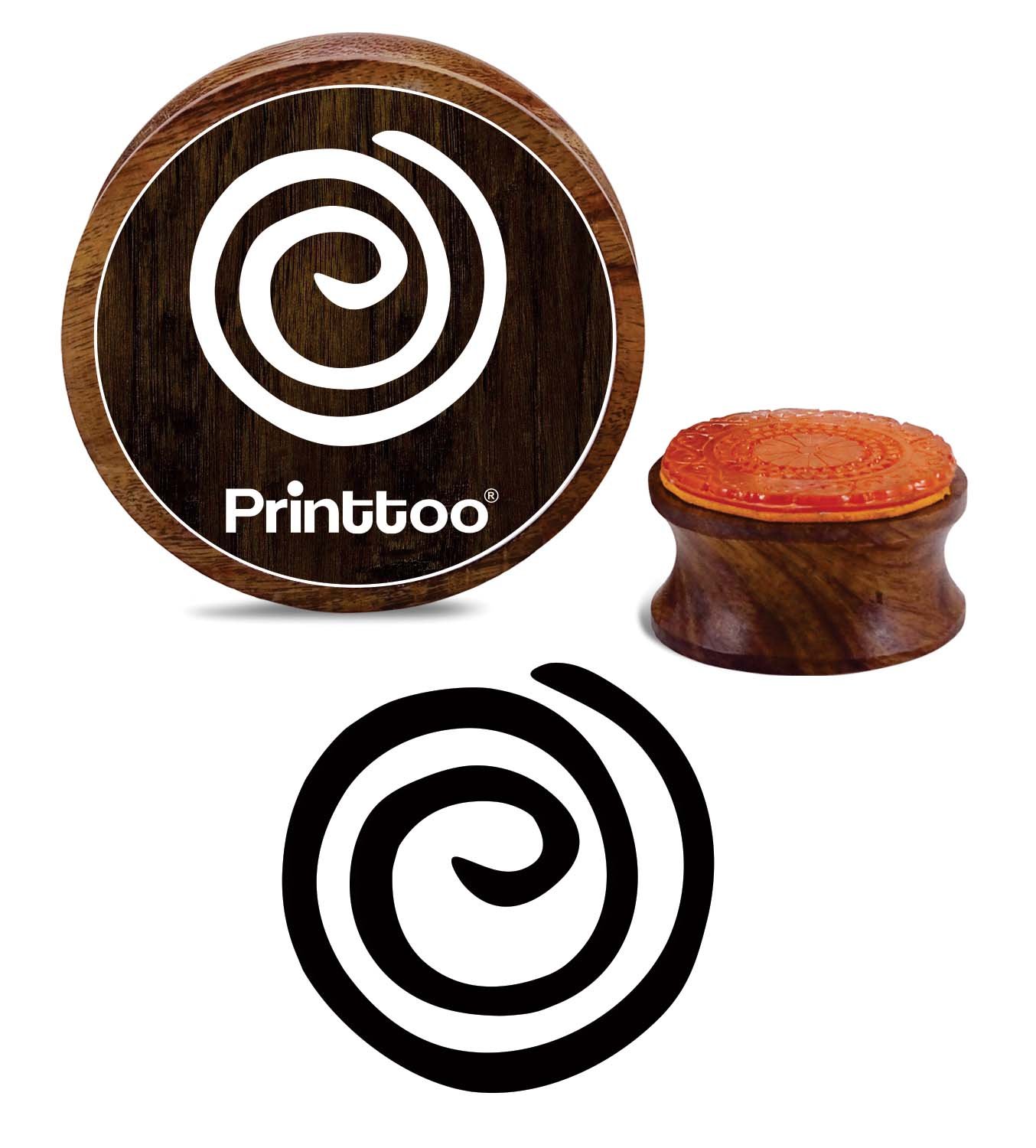 Printtoo Spiral Design Round Brown Craft Block Diary Card Wooden Rubber Stamp-2 Inch