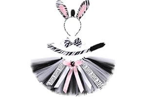 AWIBMK Toddler Kids Baby Girl Animals Theme Costume Tulle Skirt with Ears Headband Bow Tie and Tail for Halloween Cosplay