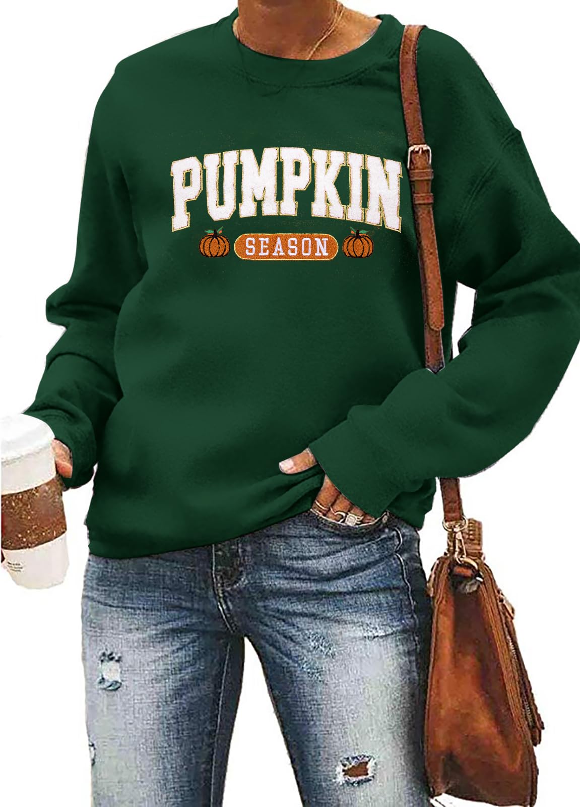 Embroidered Dog Pumpkin Halloween Sweatshirt | Fall Crewneck main image 1