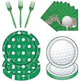 Rakuto Golf Party Plates Napkins, 64PCS Golf Party Decoration Supplies Tableware Set, Disposable Paper Plates Napkins Forks Birthdays Supplies(16 Guests)