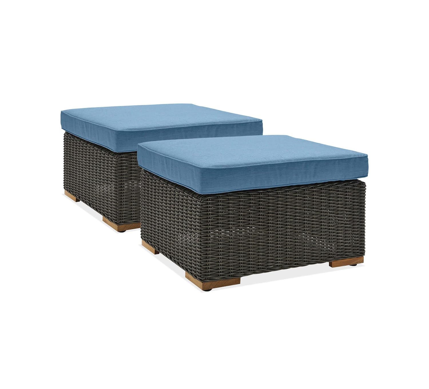 La Z Boy Outdoor New Boston Resin Wicker Patio Furniture Lounge Chairs 2 Pack Denim Blue With All Weather Sunbrella Cushions Garden Outdoor Cjp Org In