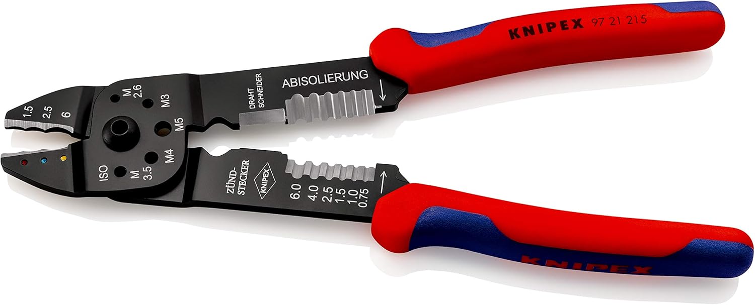 KNIPEX Crimping Pliers Self-Service Card Black Lacquered with Multi-Component Handles 230 mm, 97 21 215 SB - Image 3