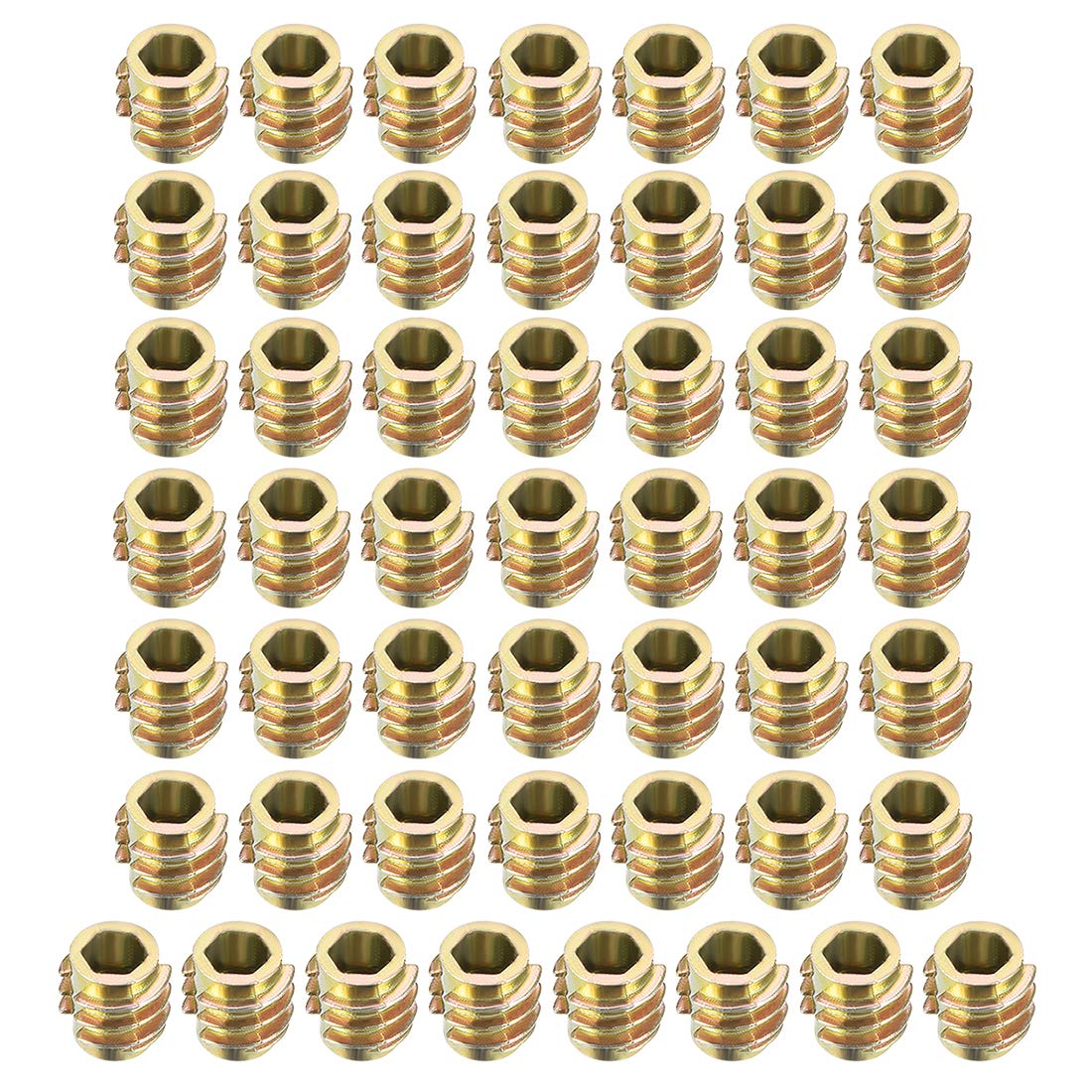 sourcing map Furniture Threaded Insert Nuts Zinc Alloy Hex-Flush M4 Internal Threads 8mm Length 50pcs