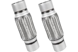ALFLOW Exhaust Flex Pipe,2.25’’ x 6’’/10’’ Heavy Duty Exhaust Flex Pipe Stainless Steel,Universal Double Braid Exhaust Flex Tube For Cars,2pack