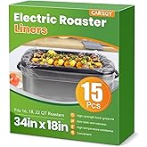 CAREGY Electric Roaster Liners 34 x 18 Inch 15 Counts Disposable Roaster Liners Fits 16, 18, 22 Quarts Roasters, Roasting Oven Liners Cooking Bags for Immediate Cleanup