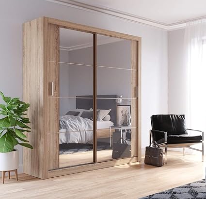 Brand New Modern Bedroom Mirror Sliding Door Wardrobe Arti 3 In Oak Shetland 180cm Without Led Sold By Arthauss Amazon Co Uk Kitchen Home