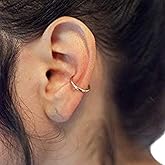 Ear Cuffs for Women Non Piercing, Adjustable 16 Gauge Gold Ear Cuffs with Hammered or Smooth Finish, Lightweight Earring Cuffs for Cartilage & Conch (14k Gold Filled & Rose Gold Filled)