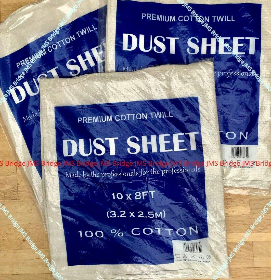 5 X Professional Quality 100 Cotton Twill Heavy Duty DUST Sheets for