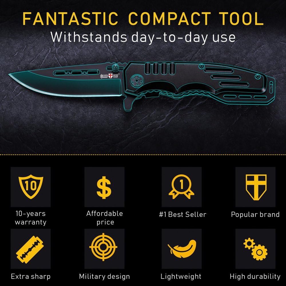 Spring Assisted Knife - Pocket Folding Knife - Military Style - Boy Scouts Knife - Tactical Knife - Good for Camping Hunting Survival Indoor and Outdoor Activities Mens Gift 6681 : Sports & Outdoors