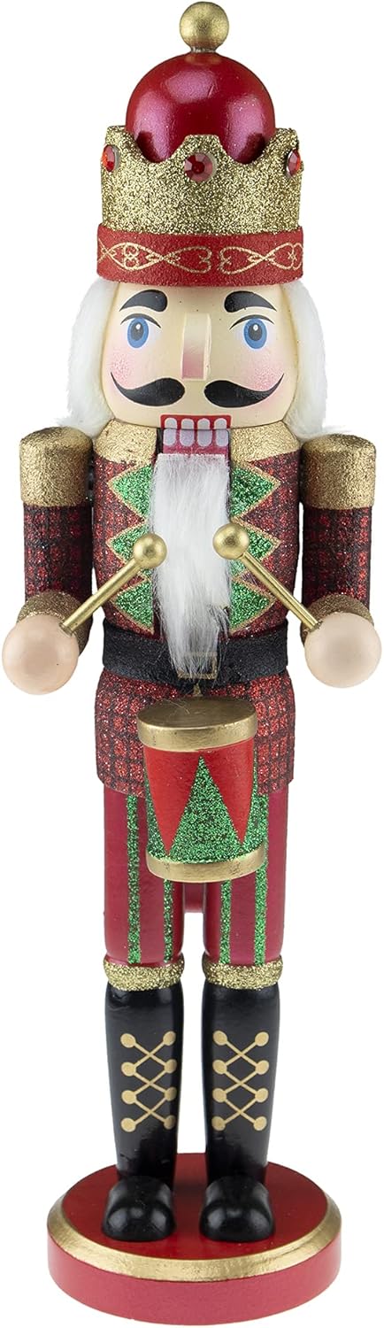Nutcrackers - Clever Creations Red Drummer 15 Inch Traditional Wooden Nutcracker, Festive Christmas Décor for Shelves and Tables