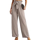 IWOLLENCE Women's Wide Leg Pants with Pockets High Waist Adjustable Knot Loose Casual Trousers Business Work Casual Pants