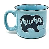 Mama Bear Ceramic Coffee Mug for Mom, Wife, Women – Unique Teal Ceramic Mug – Fun Gifts for Her on Mother’s Day, Birthday, or Christmas – Cute Coffee Cup for Moms, Wives, and Coffee-Loving Women