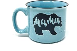 BROOKE & JESS DESIGNS Mama Bear Coffee Mug for Mom, Mother, Women, Wife - Unique Fun Gifts for Her, Mother's Day, Christmas (Teal)