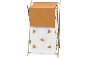 Sweet Jojo Designs Orange and White Boho Sun Baby Kid Clothes Laundry Hamper - Pumpkin Rust Orange Retro Bohemian Celestial Sky Desert Sunshine Outdoors Nature Minimalist Gender Neutral