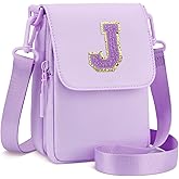CLOUDWINGS Birthday Gifts for Girls Crossbody Purse Small Initial Cell Phone Toddler Purse Crossbody Bags,Purple-J