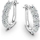 WOAINI Moissanite Hoop Earrings for Women Female Wife Mom, VVSI Clarity, 925 Sterling Silver Earring 18K Gold Plated, Small Huggie Hoop Earring, Anniversary Birthday Gifts for Lover Lady Friends