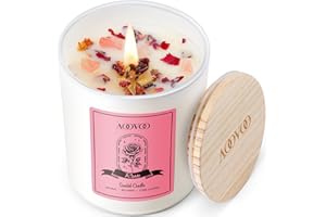 AOOVOO Rose Scented Candles for Women - Aromatherapy Candle with Crystals Inside, 10oz Soy Candles for Home Scented, Birthday Gifts Candle for Women Mom