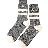 Columbia Women's Super Soft Thermal Crew Socks 2 Pair (Black/Ivory Stripe)