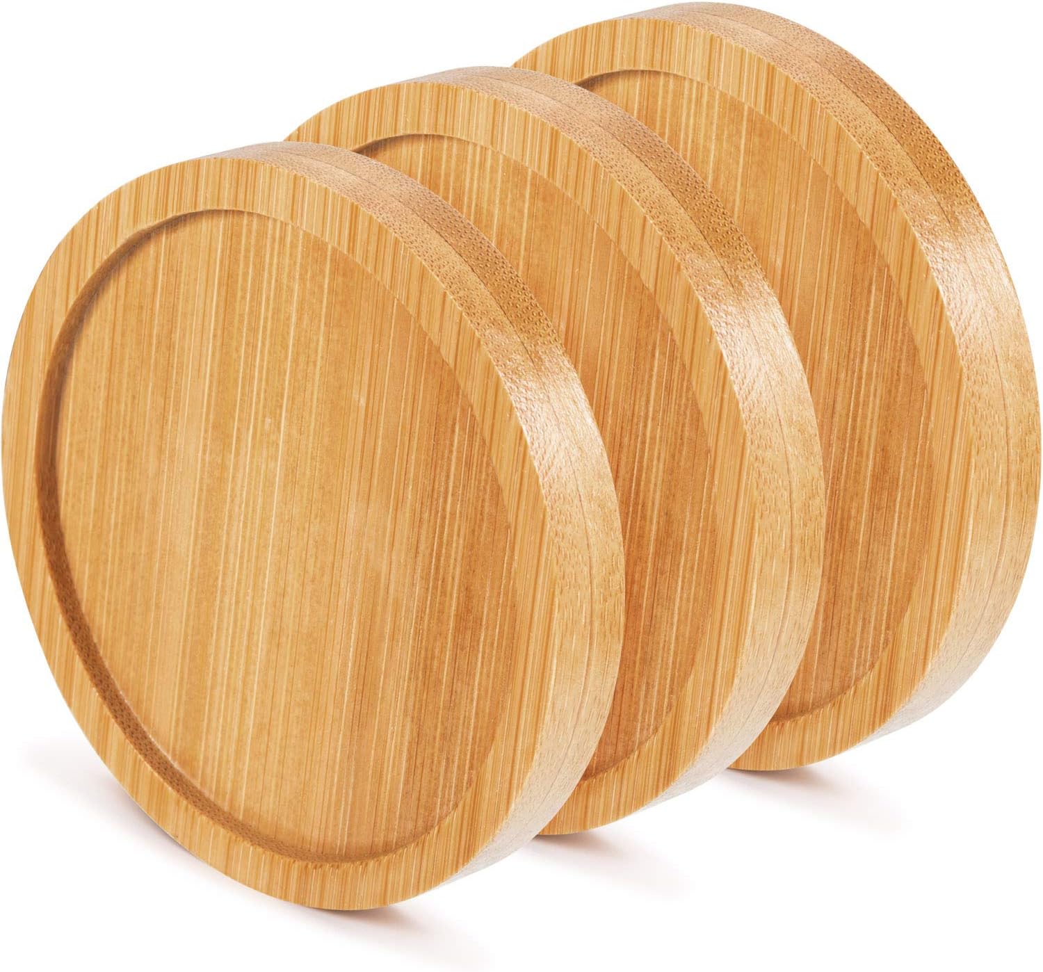 Trays 2.5 Inch Bamboo Round Plant Saucer for Most Plant