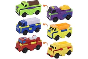 GEBUTP Flip Racers Transformable Cars Dual-Design Toy Cars Pull Back Vehicle Playset with Storage Bag Gifts for Toddlers Easter Basket Stuffers Creative Mini Flip Car Toy Set (3pcs) (B-Trucks Set)