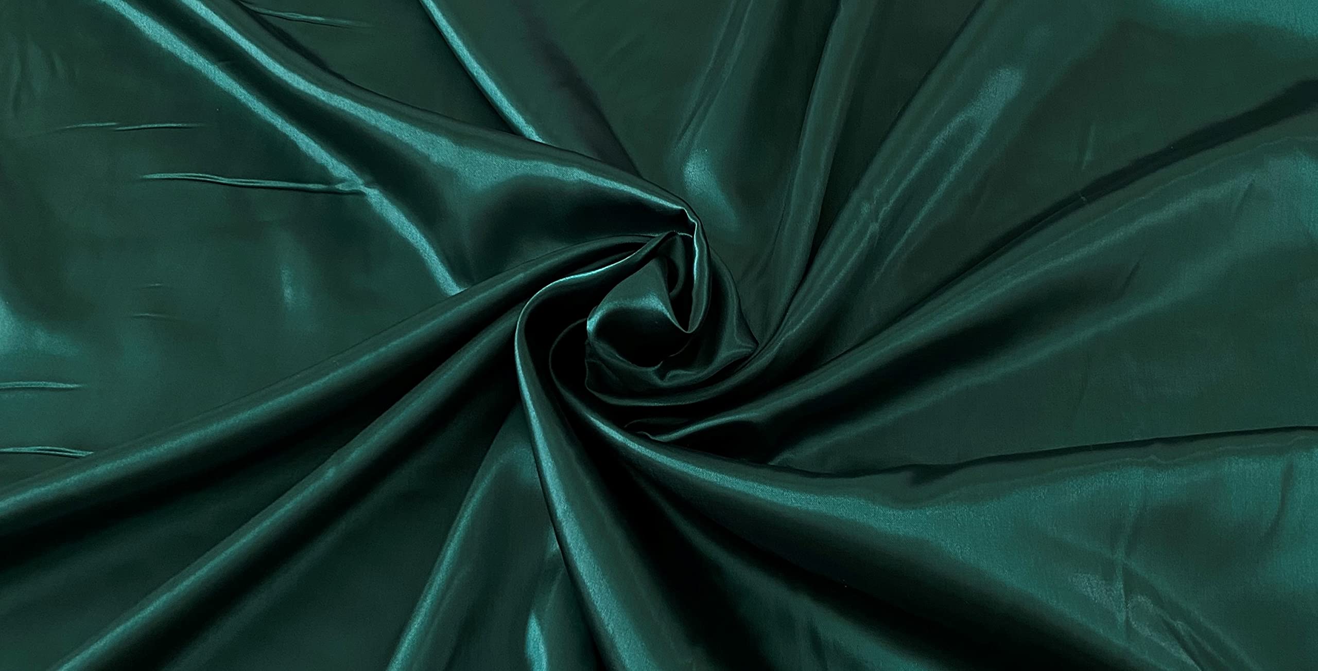 Fancy Textiles Silky Satin Plain Craft Dressmaking Fabric 60'' Wide (2 Meter, Bottle Green)