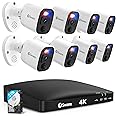 Swann 4K Security Camera System DVR with 2TB HDD, 8 Channel 8 Cam, Indoor Outdoor Wired 8MP Home Surveillance Bullet Cameras, Color Night Vision, 24/7,Heat Motion Detection, LEDs, Sirens and Mic