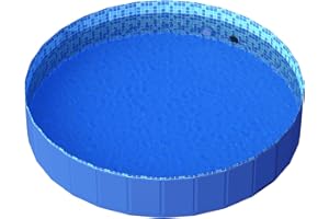 PAWTNERS Foldable Dog Pool with RGB LED Light, 71" Collapsible Hard Plastic Kiddie Swimming Pool with Remote for Small Medium Large Doggie Kitty Puppy, Pet Bathing Tub Wading Pool for Dogs Blue