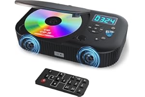CD Player Portable,MONODEAL Dual Stereo Speakers Portable CD Player with Bluetooth Speakers, 4000mAh Rechargeable Player for Car/Home with Remote Control, Support USB/AUX,Headphone Jack