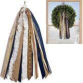 Wreath Ribbon Set - Decorative Bow & Assorted Ribbon for Wreaths - Clip-On Wreath Sash Ribbons Bundle for Indoor & Outdoor Use - Premium Wreath Making Supplies - Golden Winter