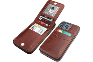 KIHUWEY Compatible with iPhone 14 Pro Max Case Wallet with Credit Card Holder, Flip Premium Leather Magnetic Clasp Kickstand Heavy Duty Protective Cover for iPhone 14 Pro Max 6.7 Inch (Brown)