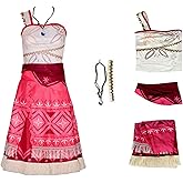 Danvato Tropical Island Princess Costume Dress for Women Hawaiian Ocean Adventure Skirt with Necklace Set