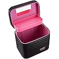 Sooyee Makeup Bag,Makeup Organizer with Mirror,Cosmetic Travel Bag with Fold Tray, Cosmetic Bags for Women Designed To Fit All Cosmetics Professional Makeup Case,Black