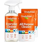 Truly Free Multi-Purpose Cleaner Spray - 16oz Bottle + 2 Fills, 3oz ea. | Everyday Cleaner Kit, Kitchen Counter Cleaner, Natural Cleaning Products, Multi-Surface Household Solution