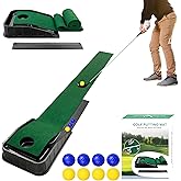 YQSZWJ Golf Putting Mat Indoor - 86.61x11.81in Golf Practice Mat with Ball Return, Portable Indoor Putting Green for Home Office Backyard, Perfect for Beginners