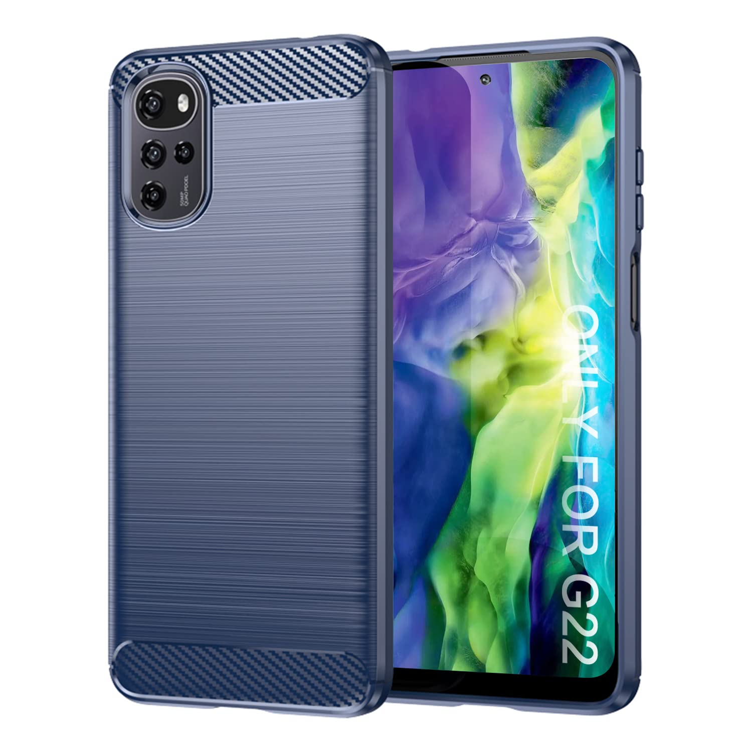 SCL Case for Moto G22/E32/E32S Case Motorola G22/E32/E32S Case [Blue], Carbon Fibre Effect Gel Grip Protection Cover [Anti Scratch][Anti Collision] Case Compatible with Motorola Moto G22/E32/E32S
