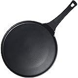 S·KITCHN Crepe Pan Nonstick Die-cast Aluminum Non-stick Induction Compatible Flat Tawa Griddle - 12.6 Inches