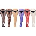 HOVEOX 6 Pairs Lace Patterned Tights Fishnet Floral Stockings Small Hole Pattern Leggings Tights Net Pantyhose