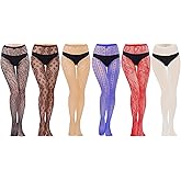 HOVEOX 6 Pairs Lace Patterned Tights Fishnet Floral Stockings Small Hole Pattern Leggings Tights Net Pantyhose