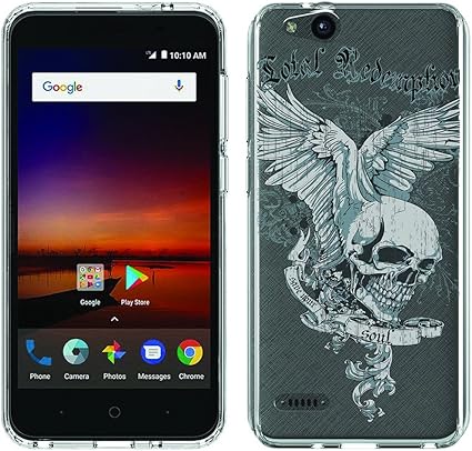 Amazon Com Zte Blade Vantage Case Skull Wing Clear