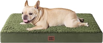 EHEYCIGA Orthopedic Dog Bed Medium 76x51x9cm Removable Cover Dark Green