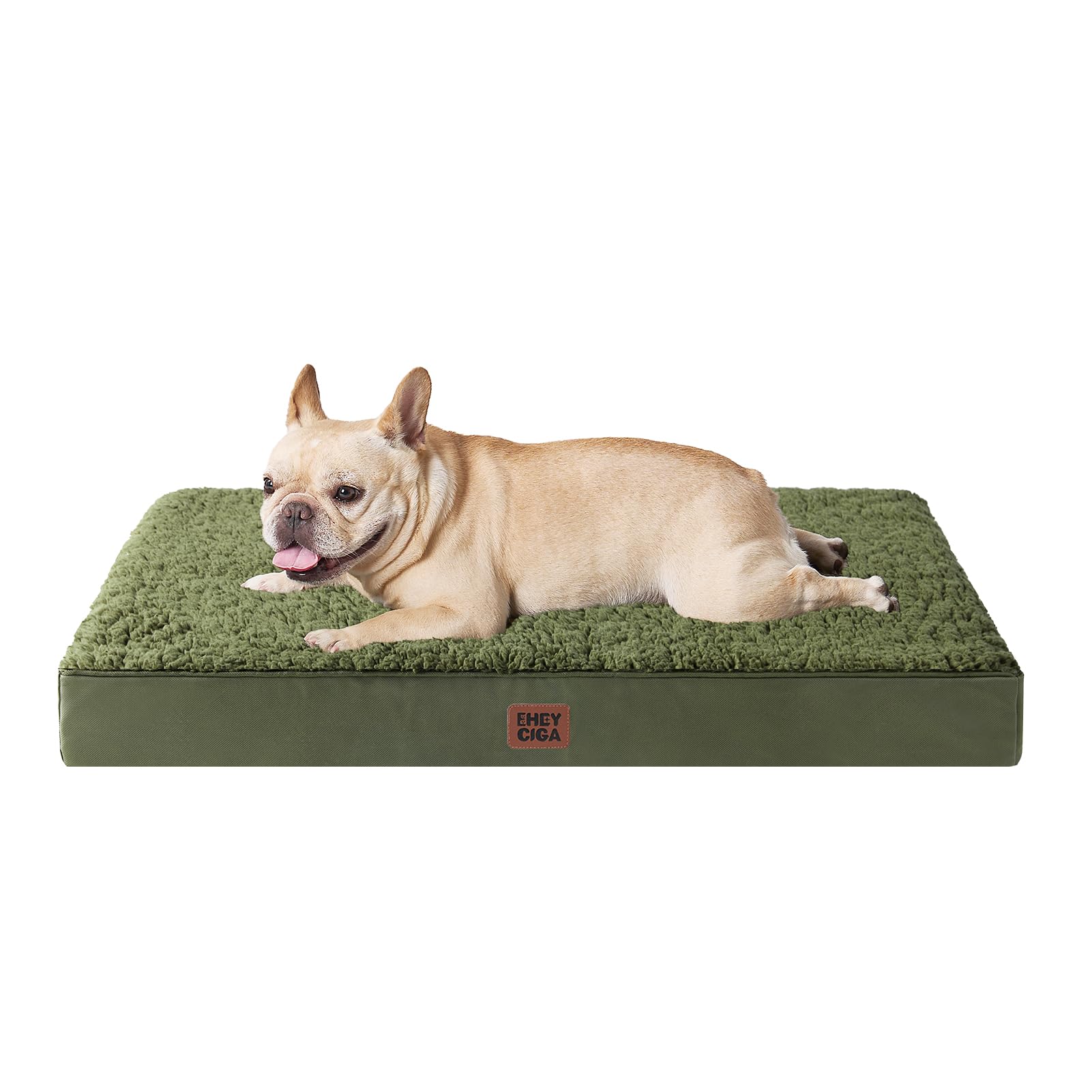 EHEYCIGA Orthopedic Dog Bed Medium Washable, 76x51x9cm, Dog Beds Mattress for Crate with Removable Cover, Pet Bed Cushion with Anti-Slip Bottom, Dark Green โ image 1
