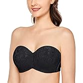 DELIMIRA Women's Strapless Jacquard Minimizer Bra Plus Size Underwire Non-Padded