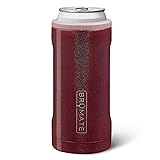 BrüMate Hopsulator Slim Can Cooler Insulated for 12oz Slim Cans | Skinny Can Insulated Stainless Steel Drink Holder for Hard Seltzer, Beer, Soda, and Energy Drinks (Glitter Merlot)