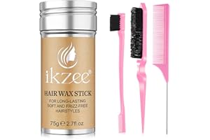caqorzo Hair Wax Stick, Slick Stick for Hair Non-greasy Styling Hair, Styling Wax for Wigs, Hair Wax Stick and Brush Set for Flyaways Edge Frizz Hair-2.7 fl.oz
