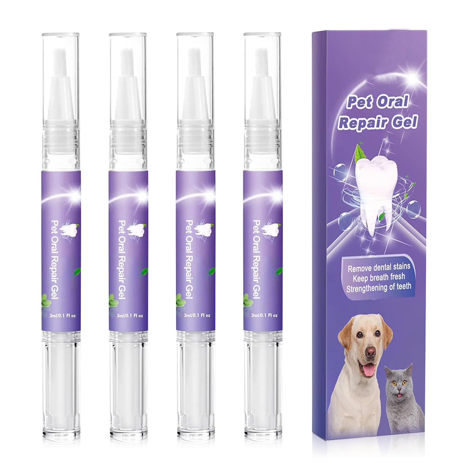 Asheyya 4PCS Pet Gel Pen, Eliminate Bad Breath Oral Repair Gel Pen for Dog Cat