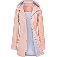 LOMON Raincoat Women Waterproof Long Hooded Trench Coats Lined Windbreaker Travel Jacket S-XXL