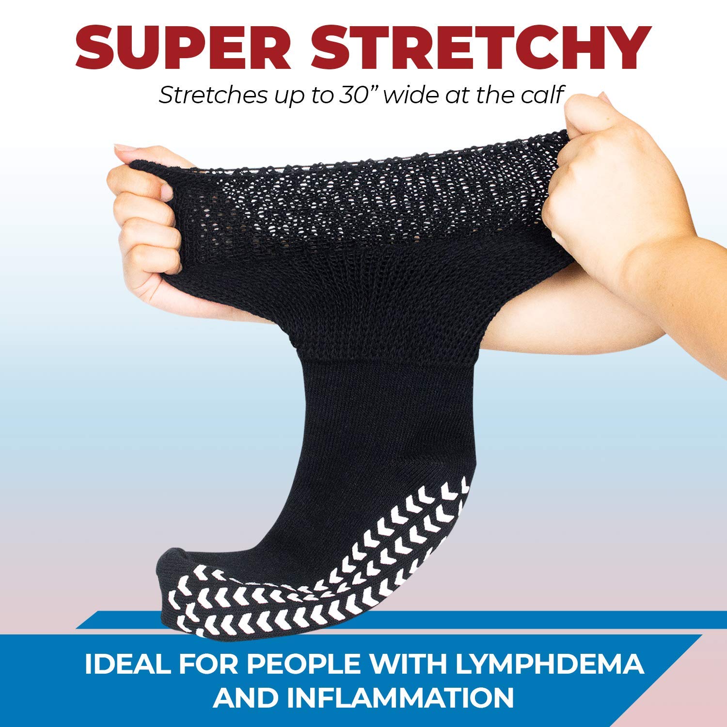 3 Pairs Extra Wide Socks for Swollen Feet - Non Slip Diabetic Socks for Men, Hospital Use