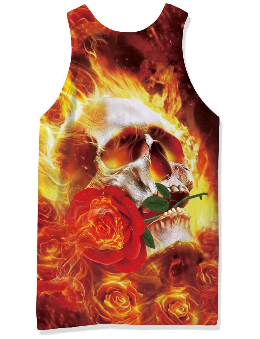RAISEVERN Herren Lustige 3D Grafik Drucken Skull Tank Tops Sleeveless T-Shirts Graphics Tees XL