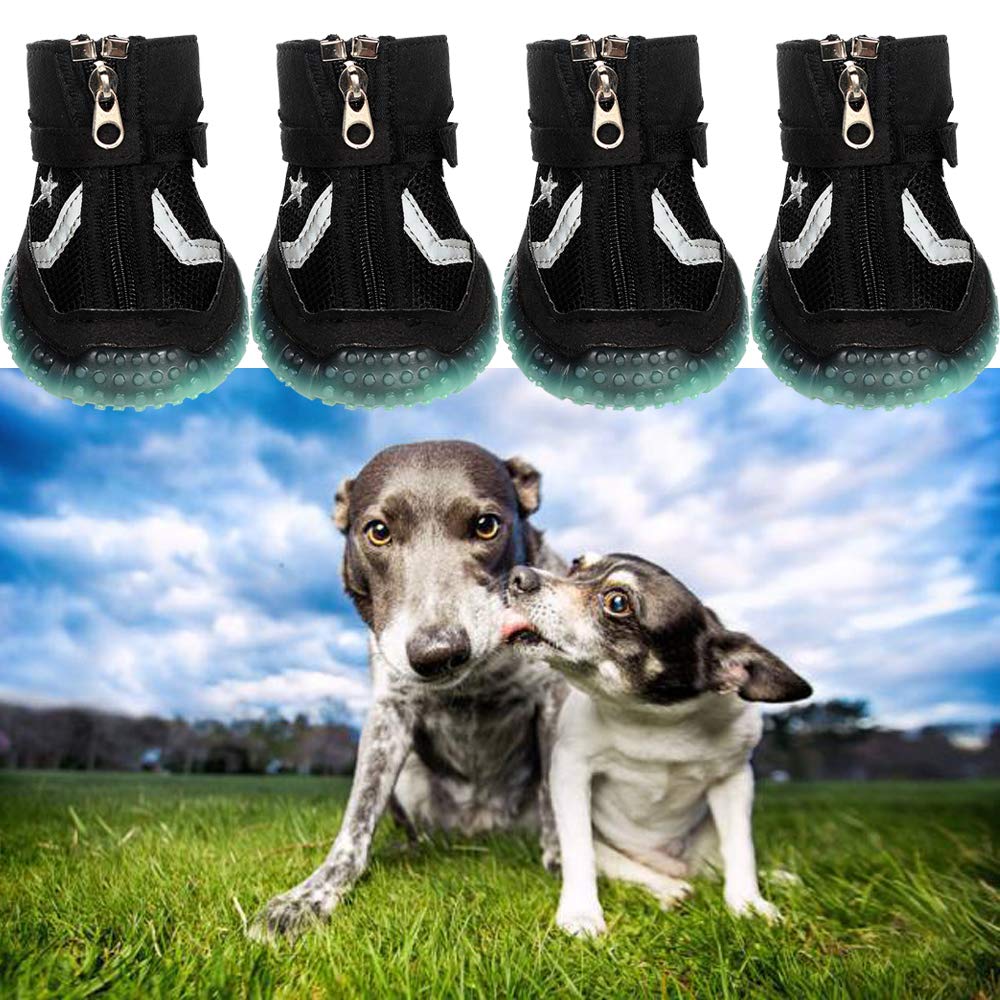 Sforza Hundeschuhe Pfotenschutz Hund, Gemütlich Sole mit Leuchtend bei Dunkelheit, Schwarz M