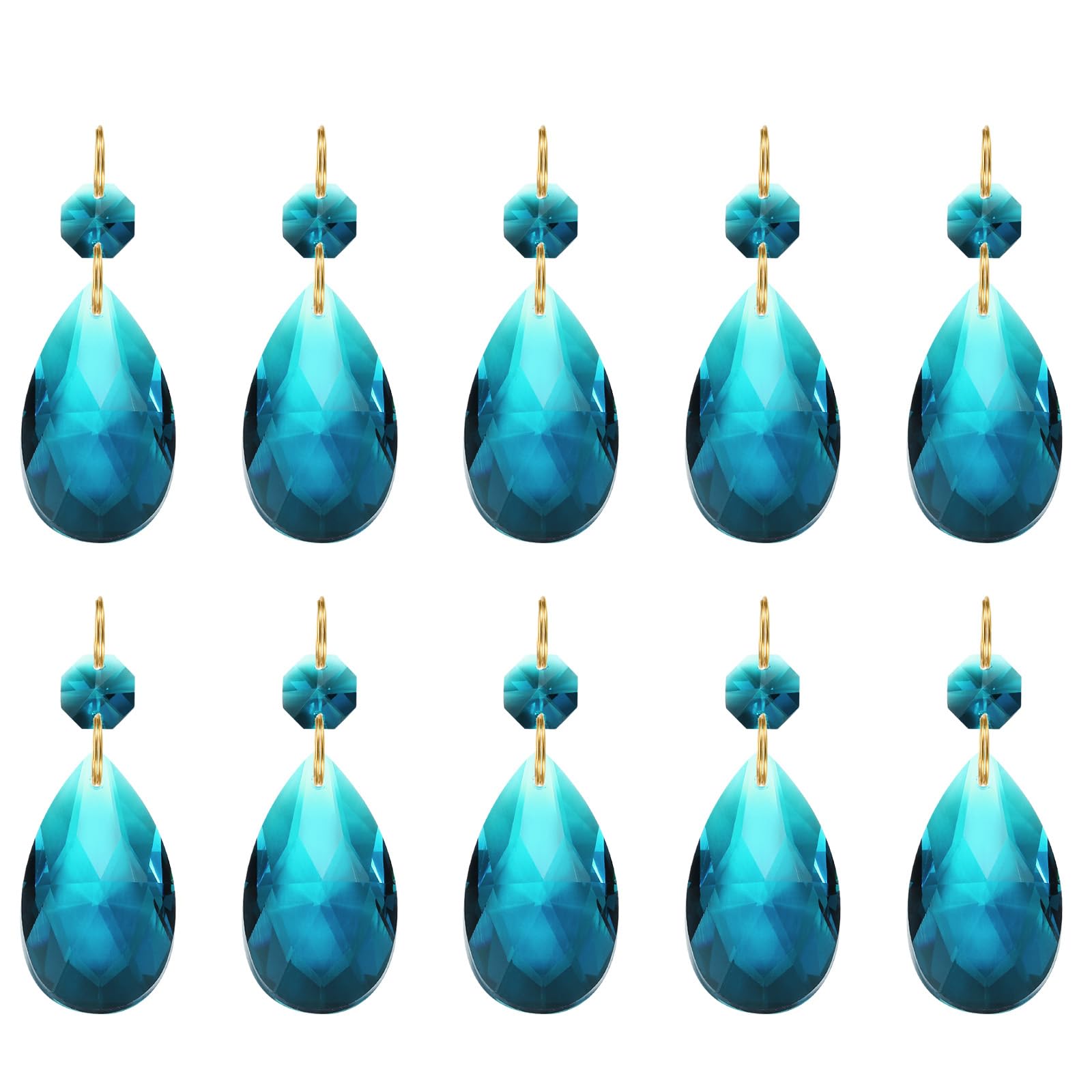 PATIKIL Teardrop Crystal Chandelier Pendants Beads, 10 Pack 60mm Length 38mm Chandelier Prisms Parts Ornaments Hanging Beads for DIY Arts Crafts Decoration, Sky Blue